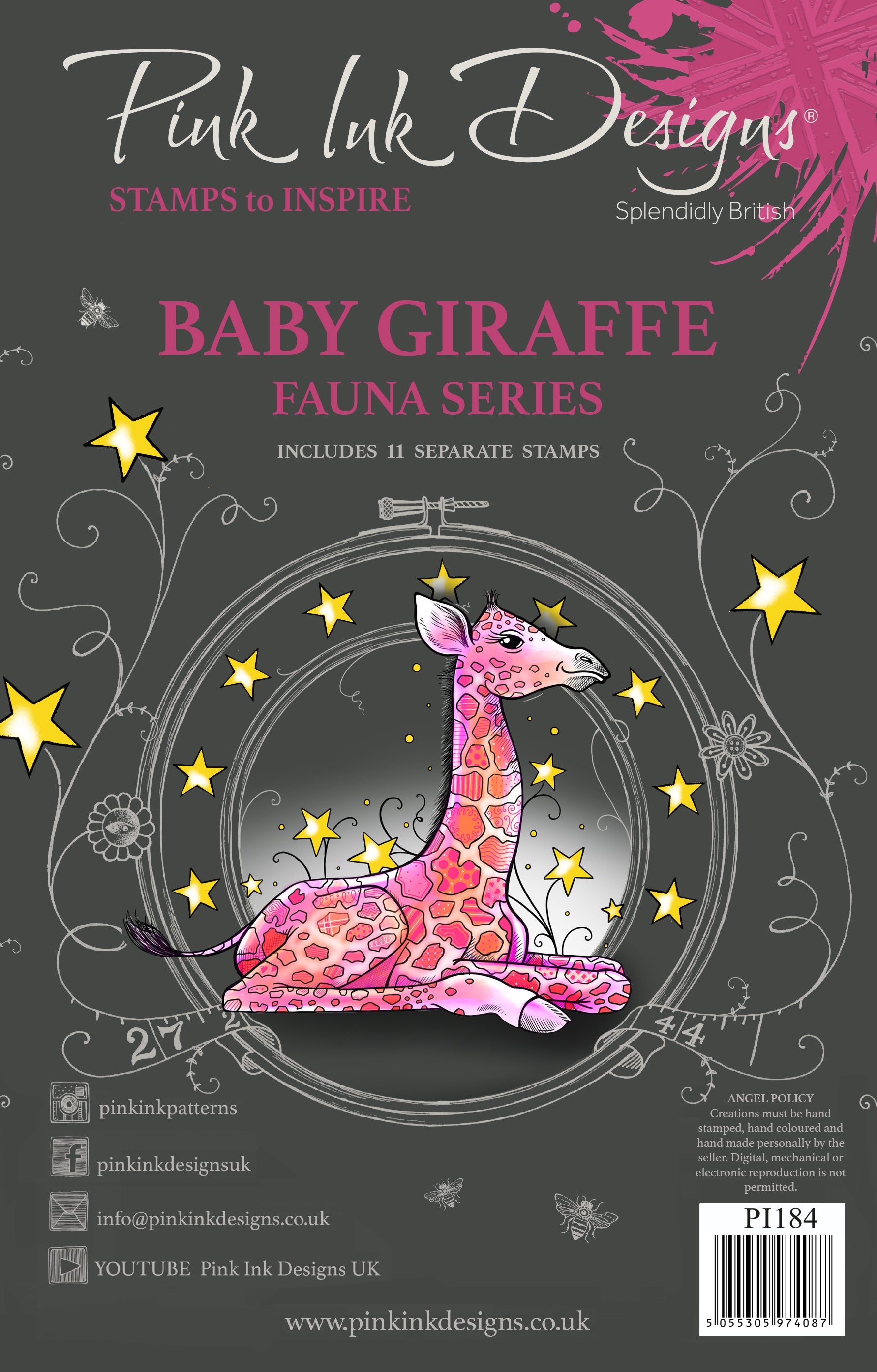 Pink Ink Designs Baby Giraffe 6 in x 8 in Clear Stamp Set