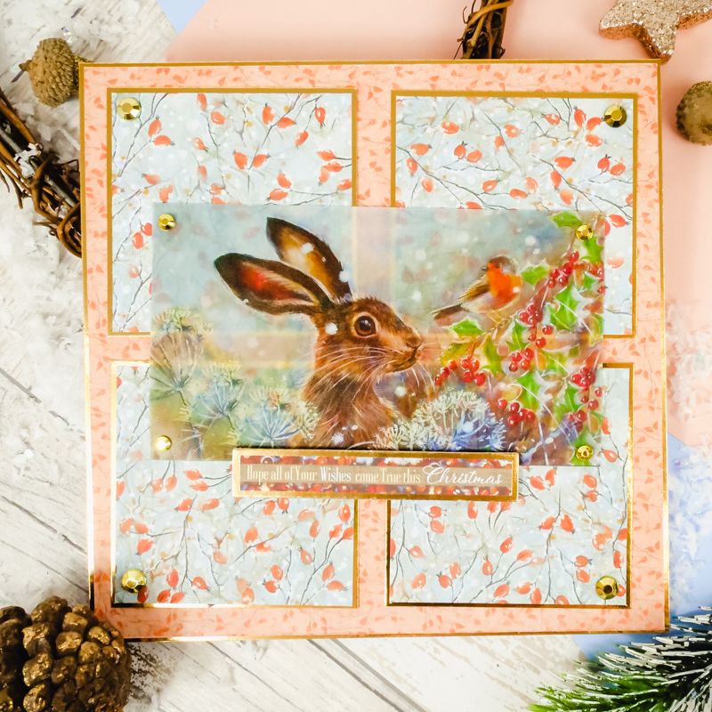 Meadow Hares At Wintertime Printed Parchment