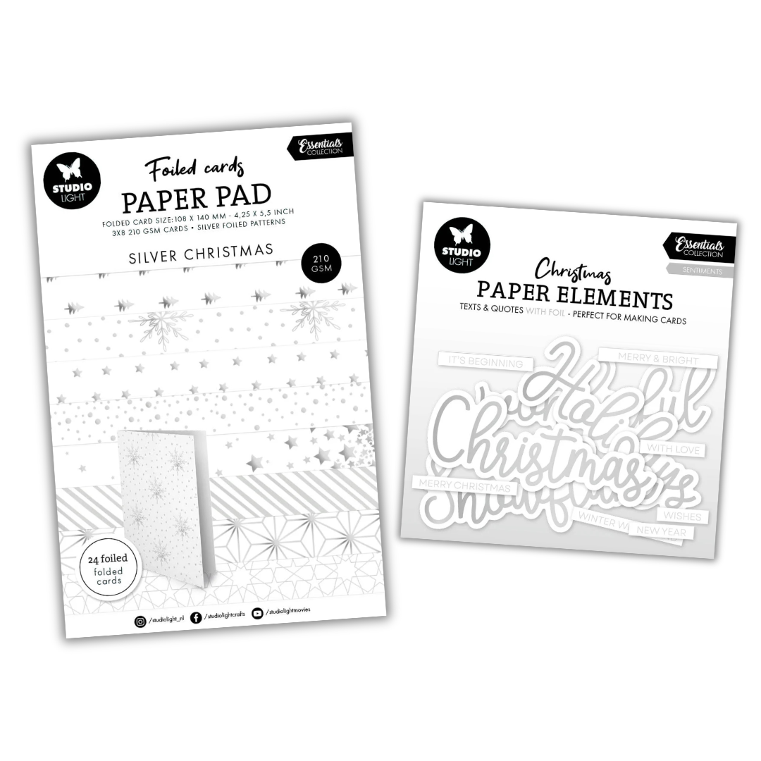 Silver Foiled Christmas Patterns and Sentiments