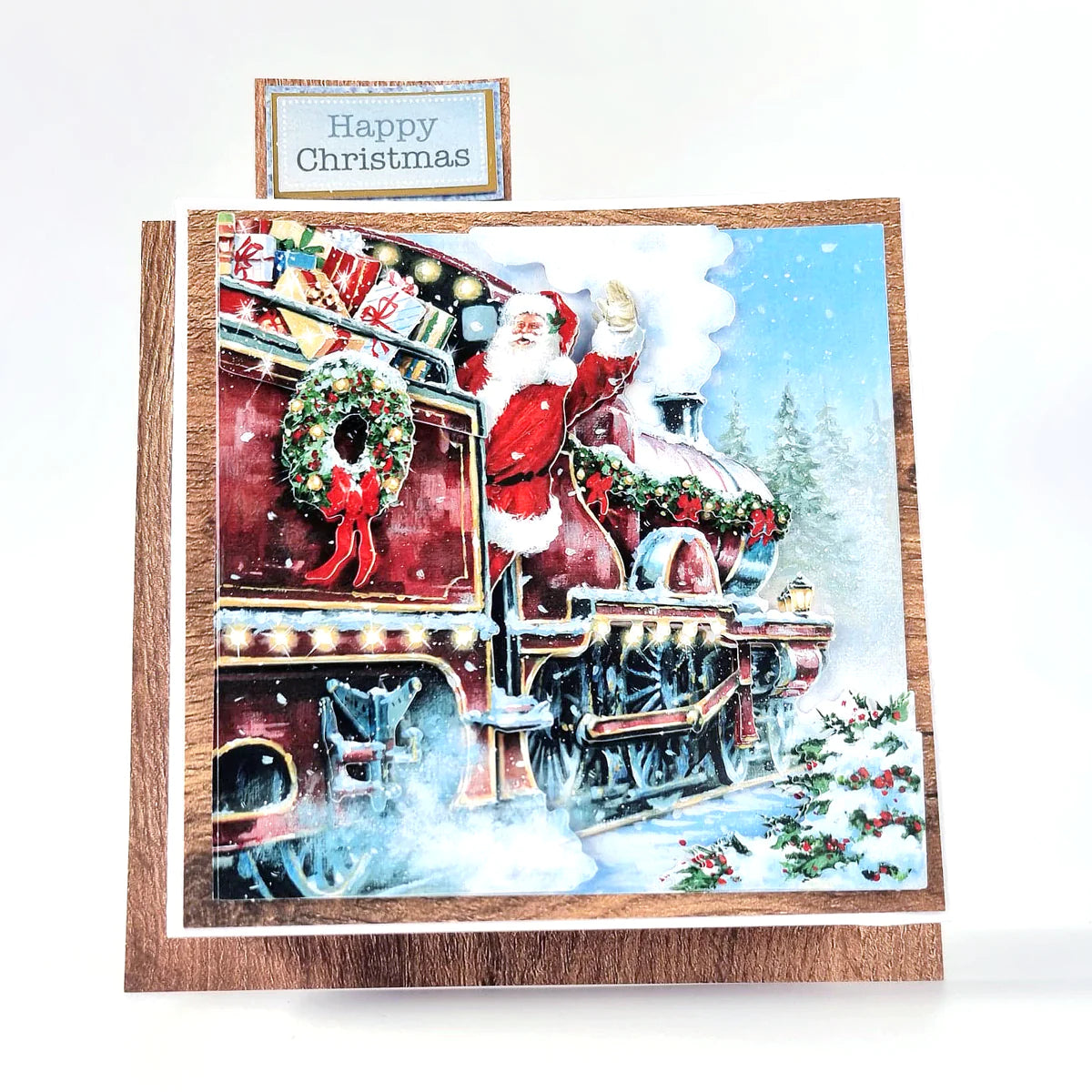 Die Cut Decoupage – Santa On Train (Pack Of 3)