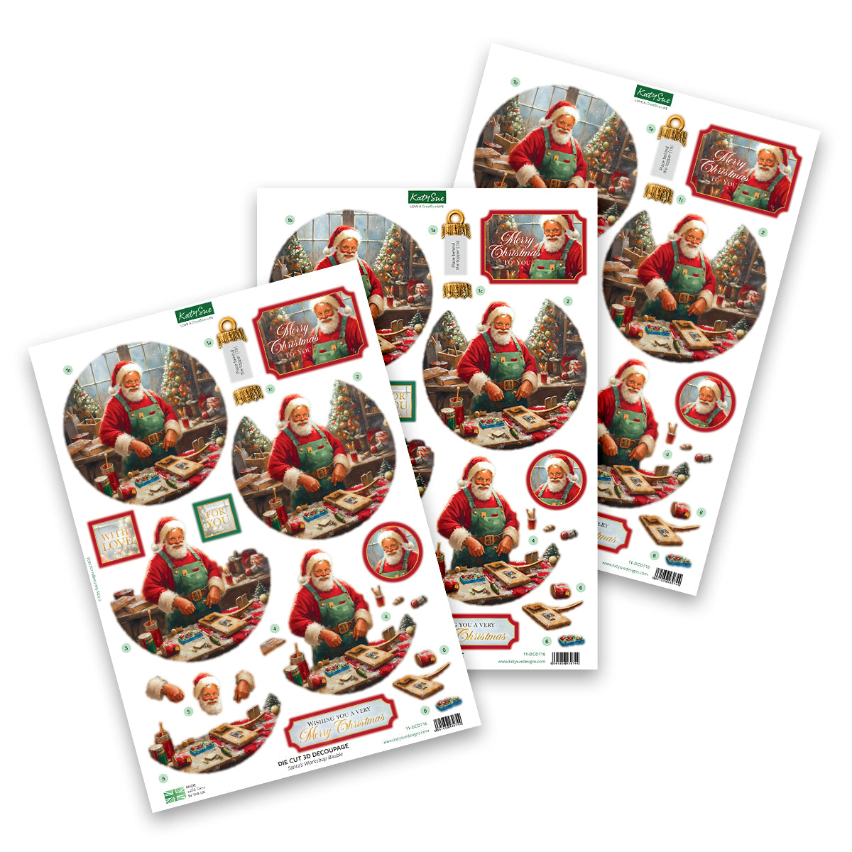 Die Cut Decoupage – Christmas Bauble Selection (pack of 12)