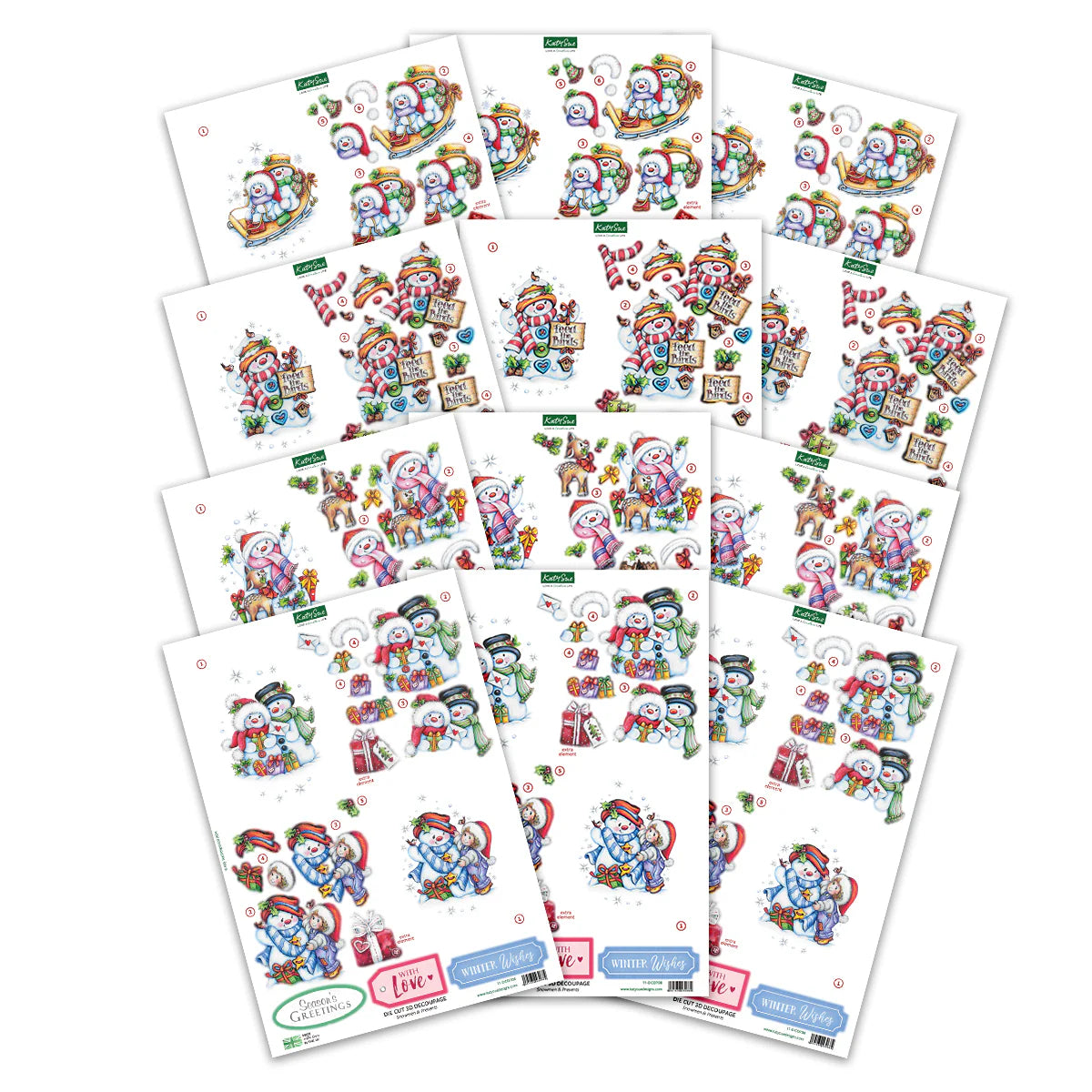 Die Cut Decoupage – Snowmen Scenes (pack of 12)