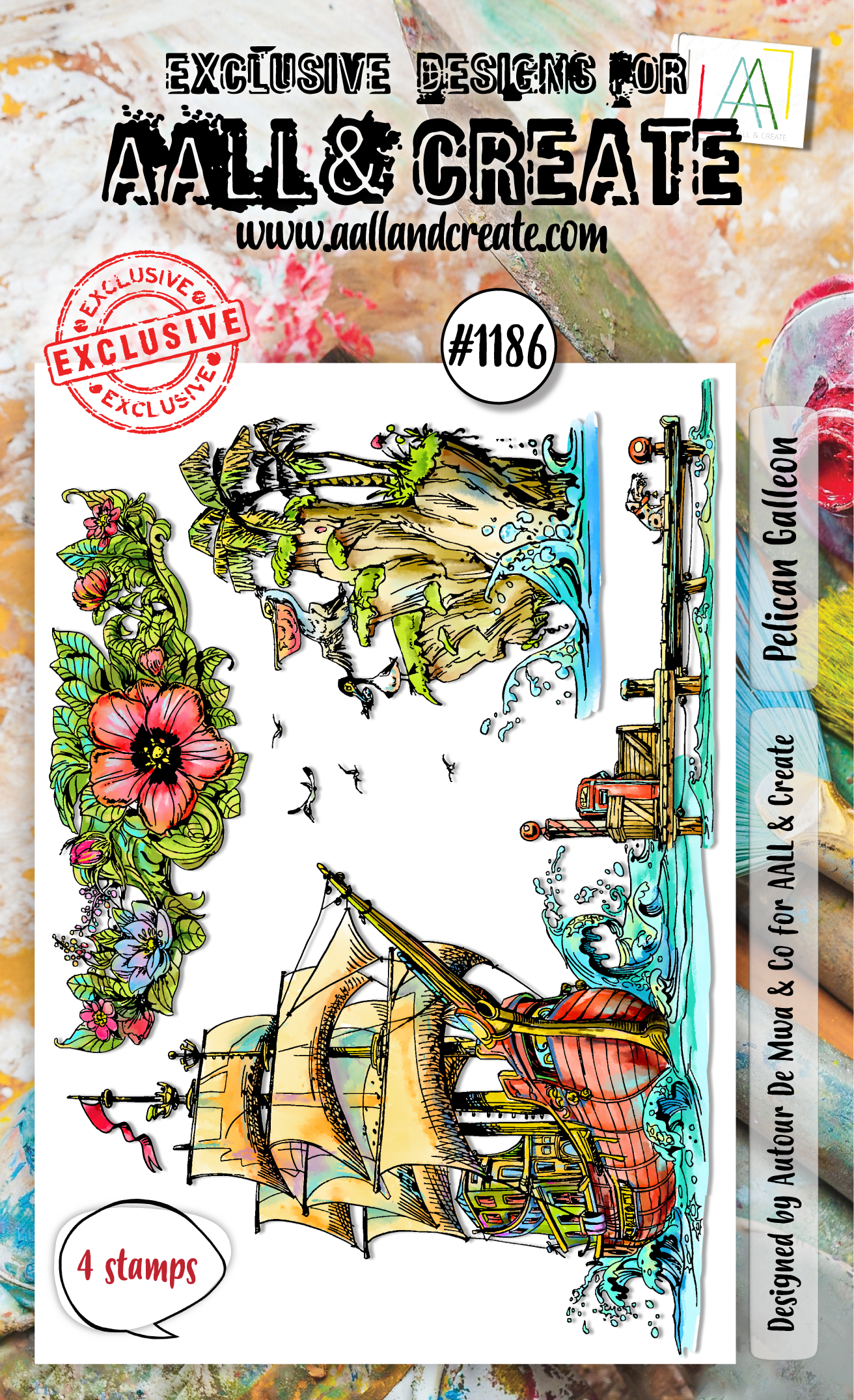 AALL and Create - A6 Stamp Set - Pelican Galleon