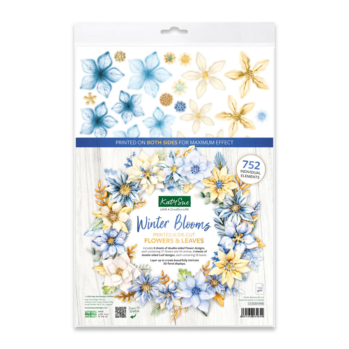 Winter Blooms, Die Cut Flowers & Leaves, 12 sheets