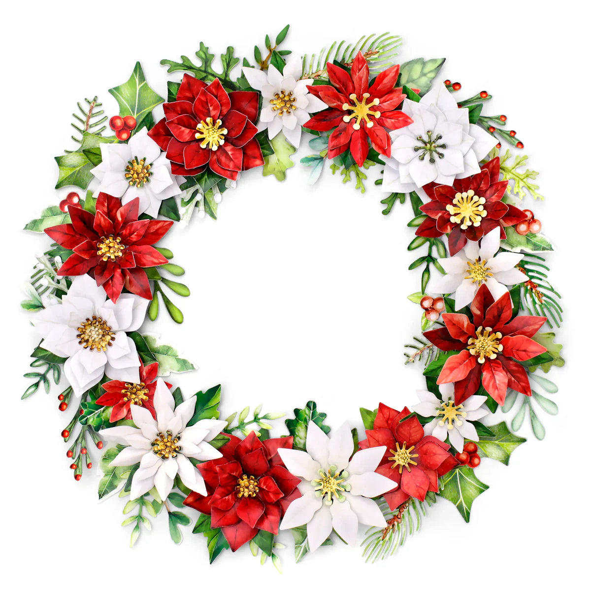 Traditional Christmas, Die Cut Flowers & Leaves, 12 sheets