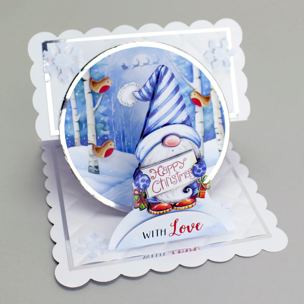 Christmas Garden Gnomes, Pop Up Card Making Kit