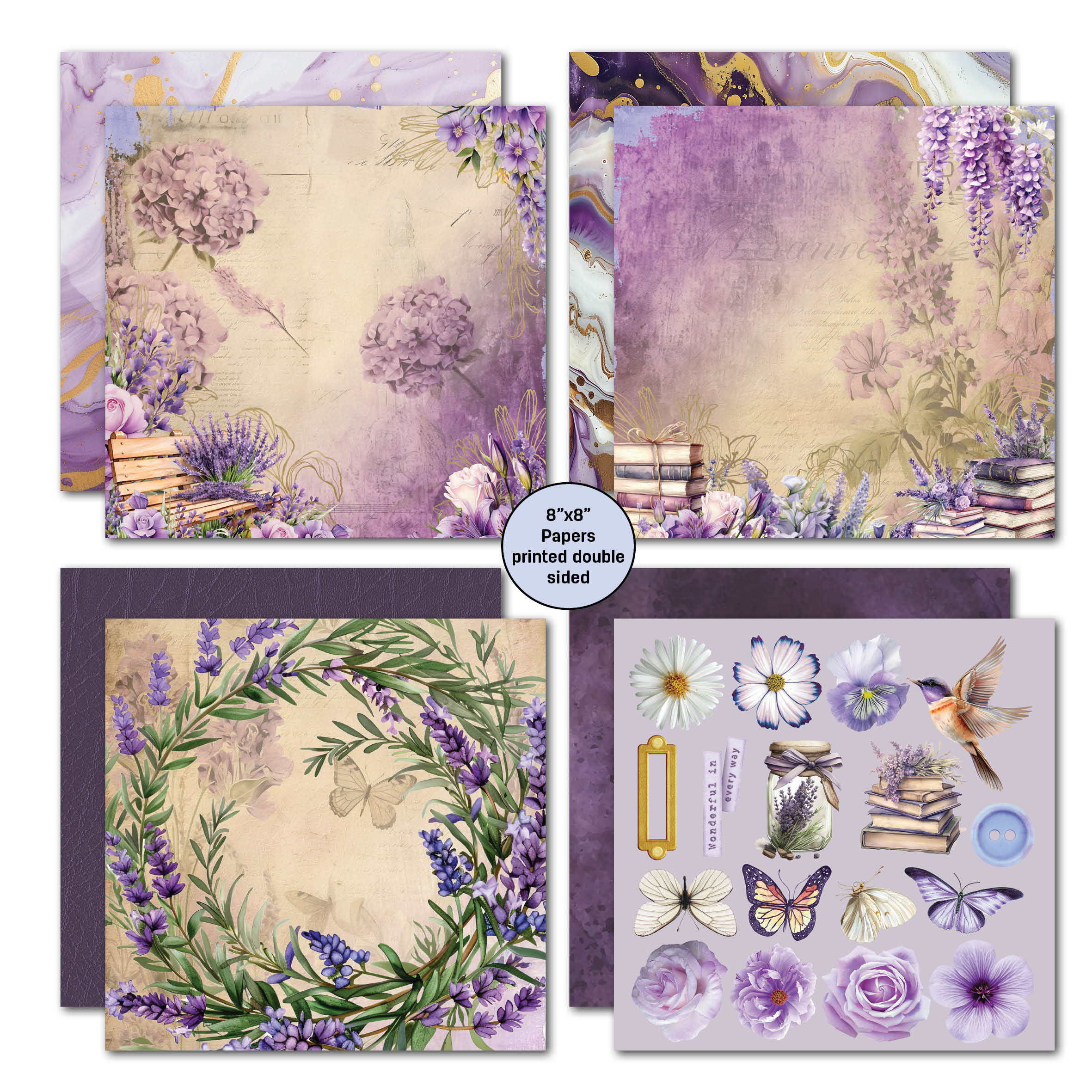 3Quarter Designs Lilac Euphoria 8x8 Paper Pack