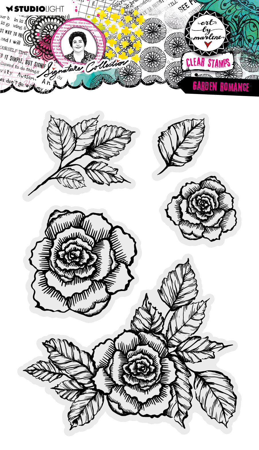ABM Clear Stamp Garden Romance Signature Collection 5 PC