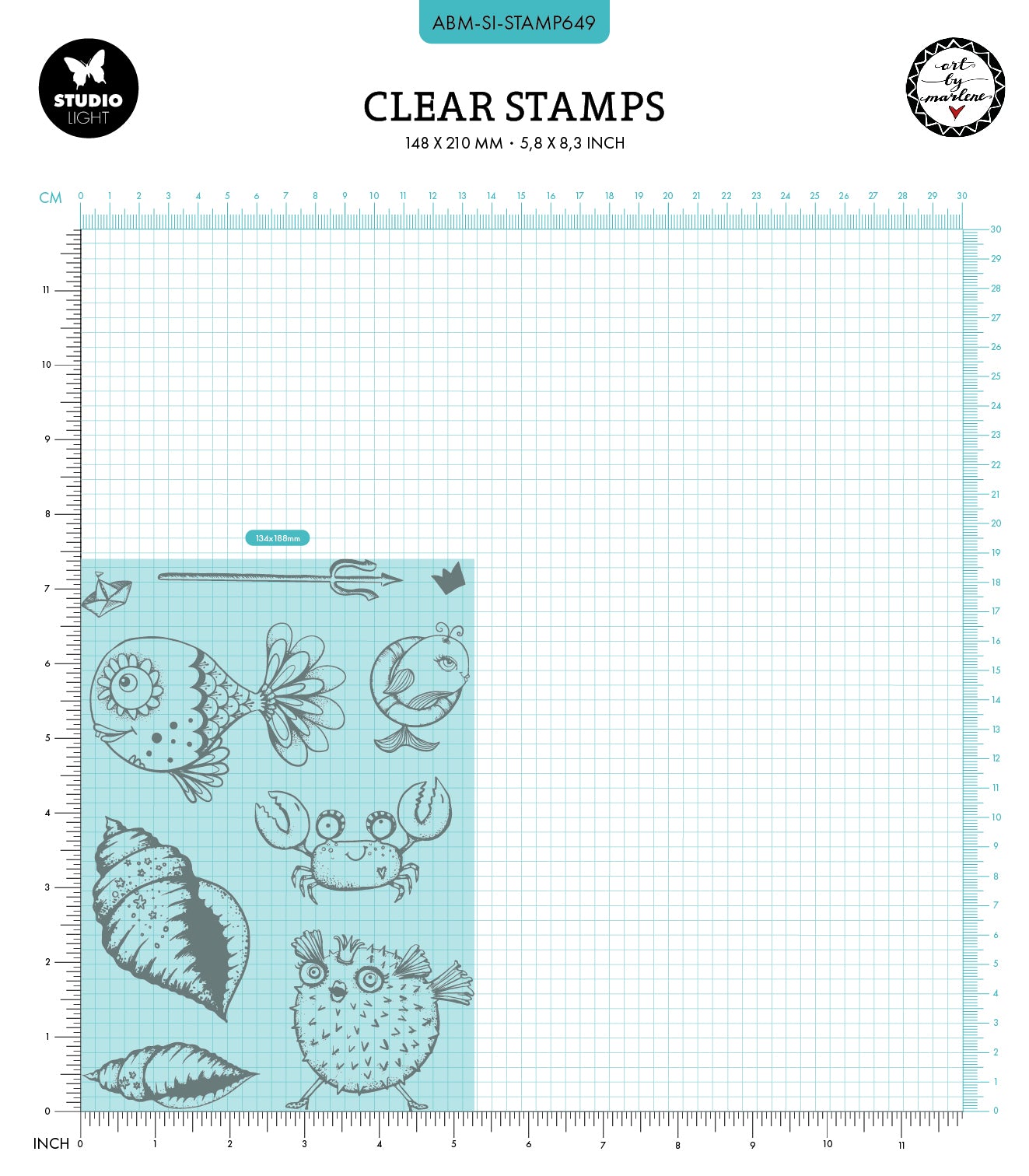 ABM Clear Stamp Underwater Party Signature Collection 9 PC