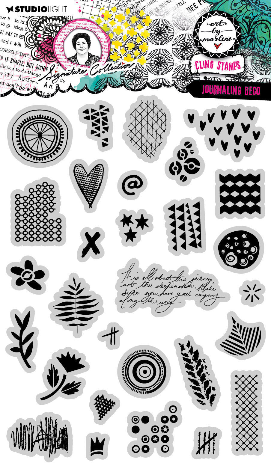 ABM Cling Stamp Journaling Deco Signature Collection 29 PC