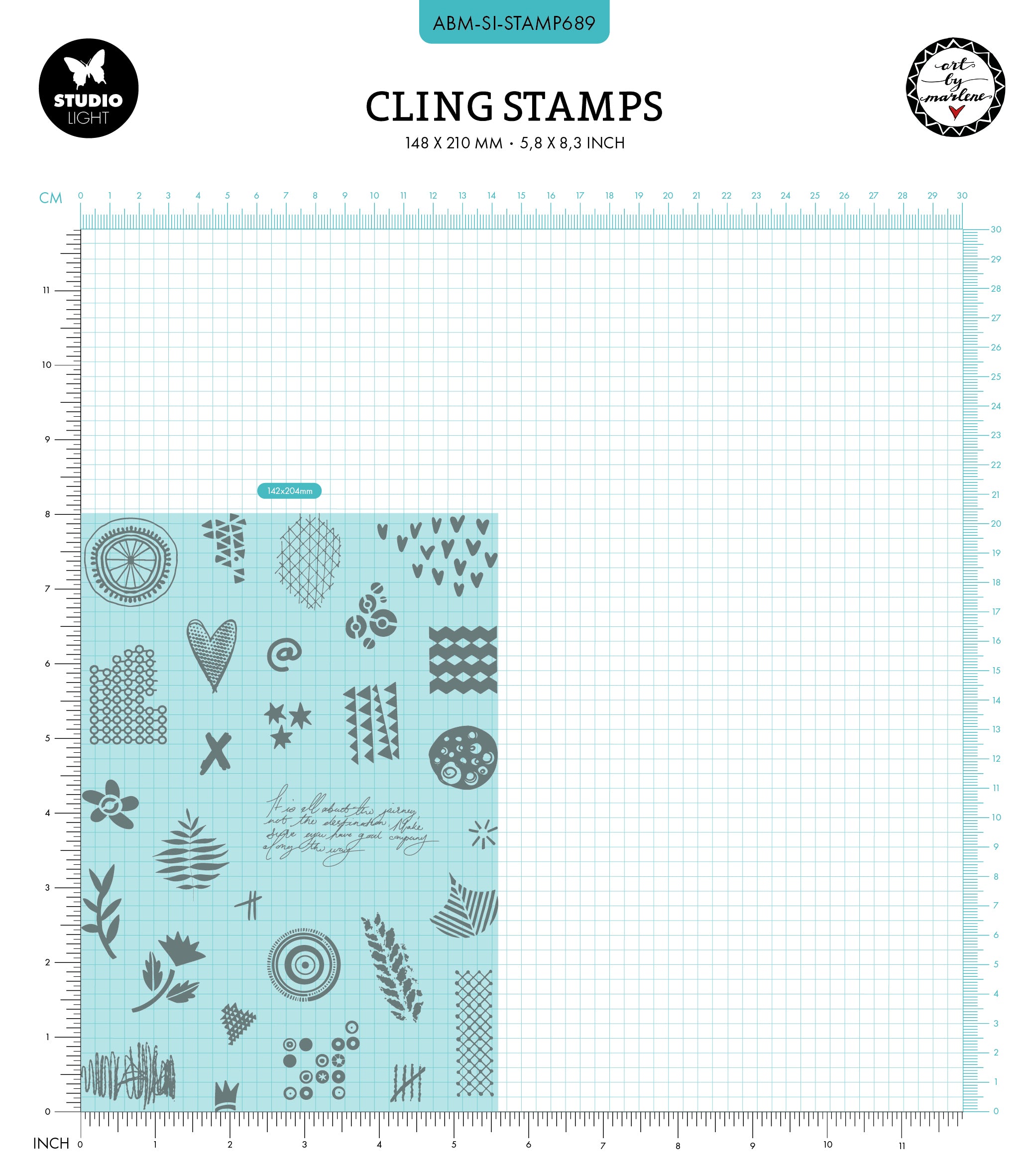 ABM Cling Stamp Journaling Deco Signature Collection 29 PC