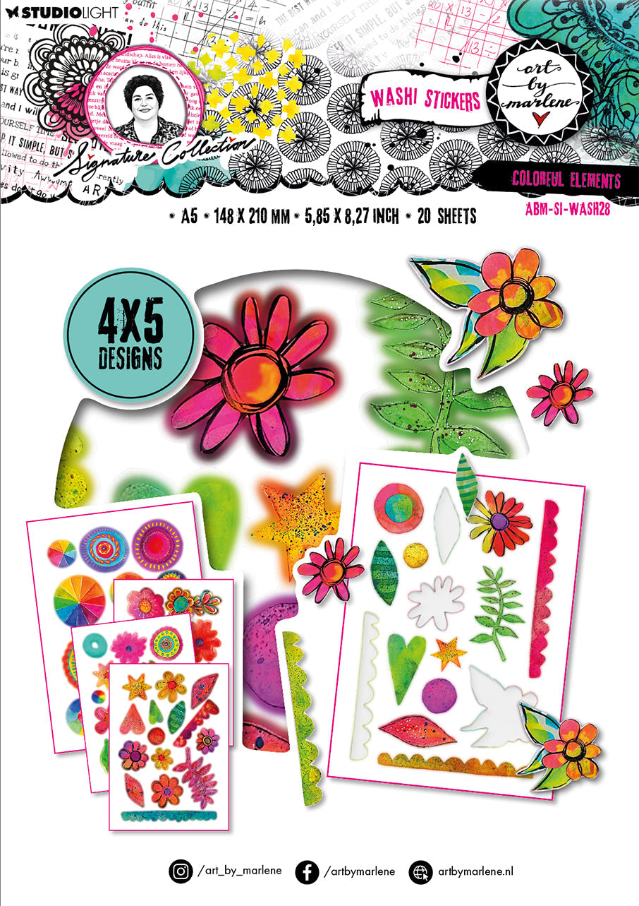 ABM Washi Sticker Sheets Colorful Elements Signature Collection