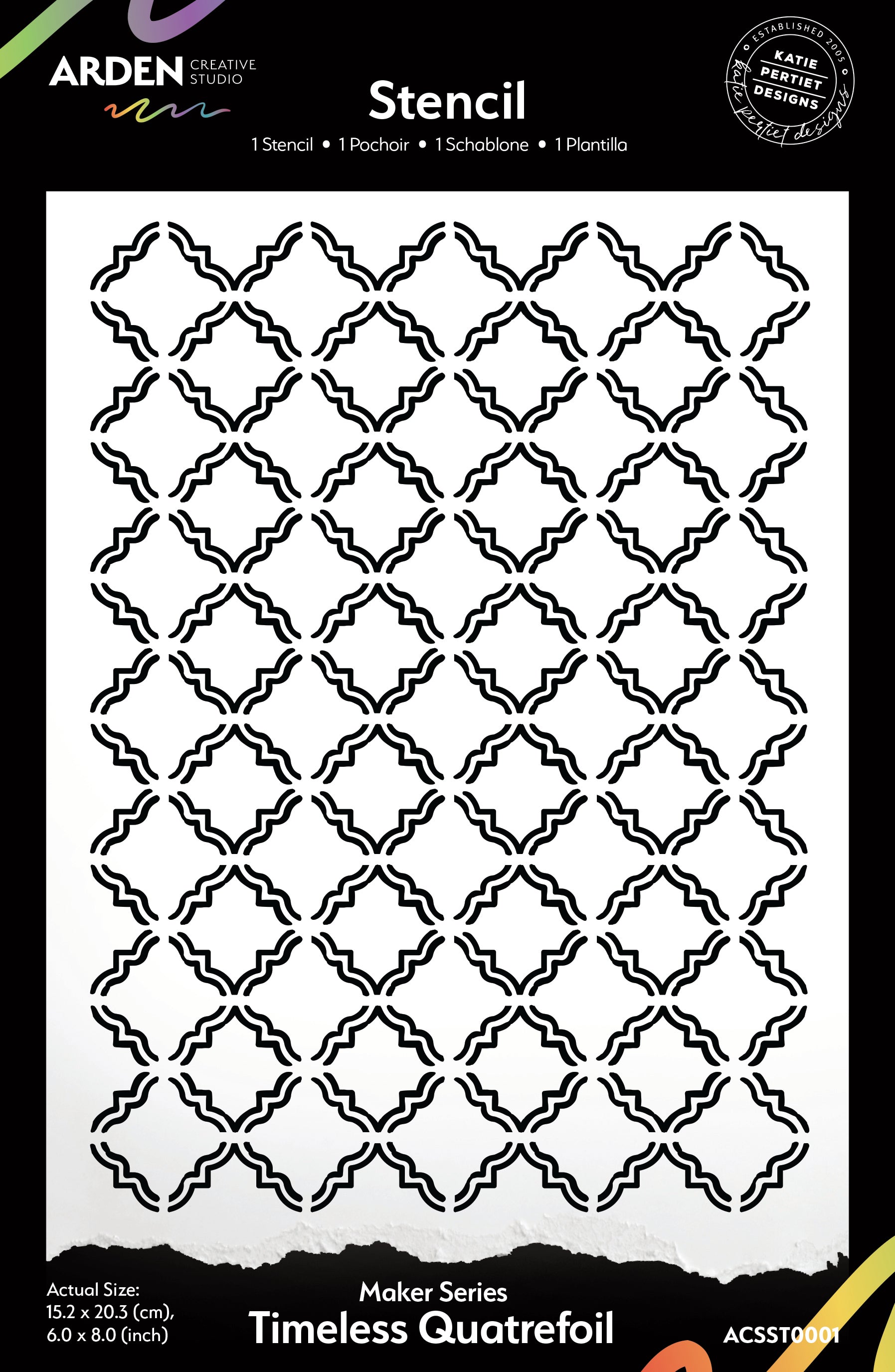 Arden Creative Studio Maker Series Timeless Quatrefoil 6in x 8in Stencil