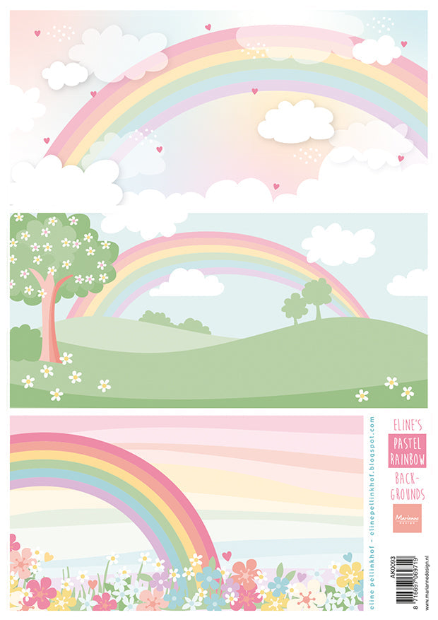Marianne Design A4 Cutting Sheet - Eline's Pastel Rainbow Backgrounds