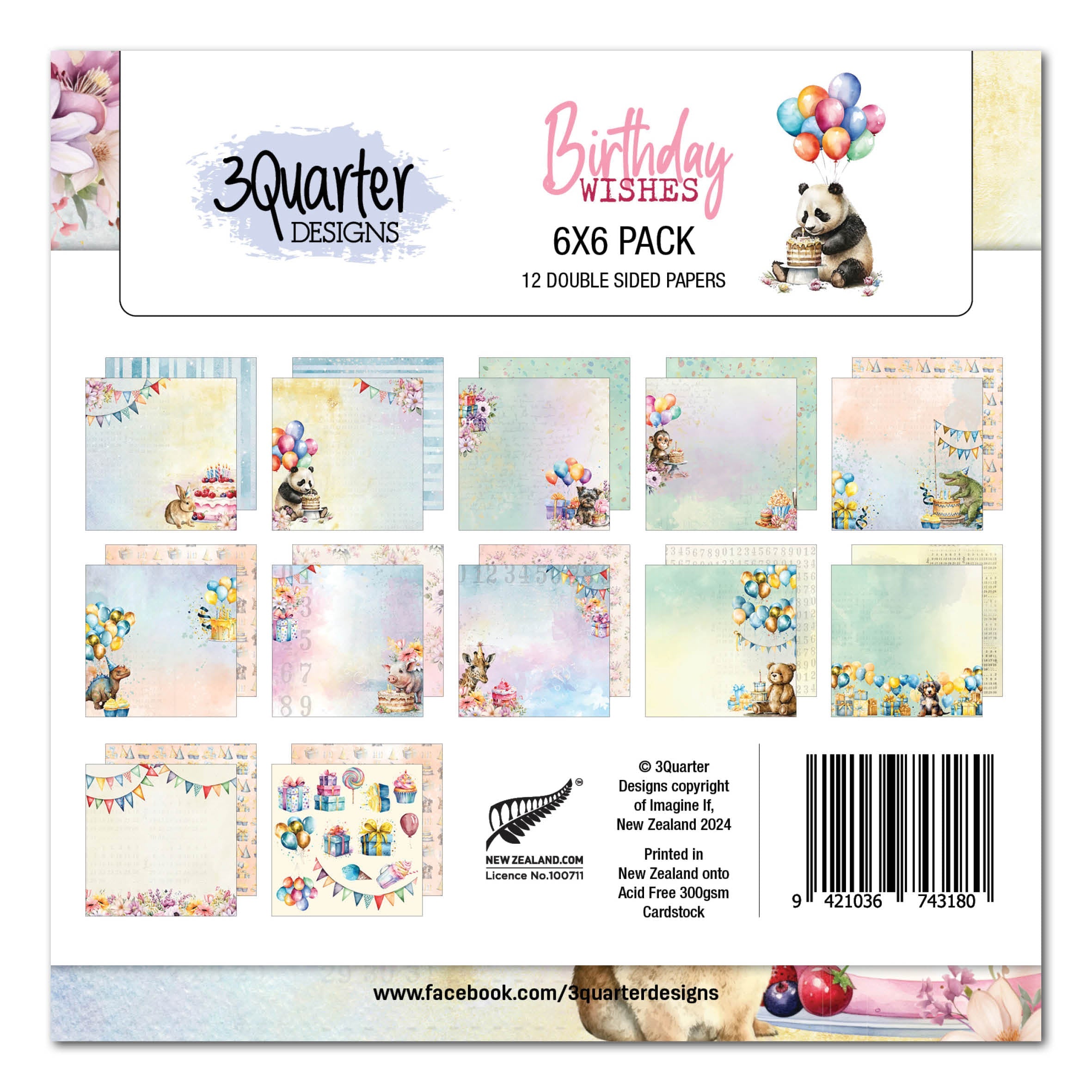 3Quarter Designs Birthday Wishes 6x6 Paper Pack