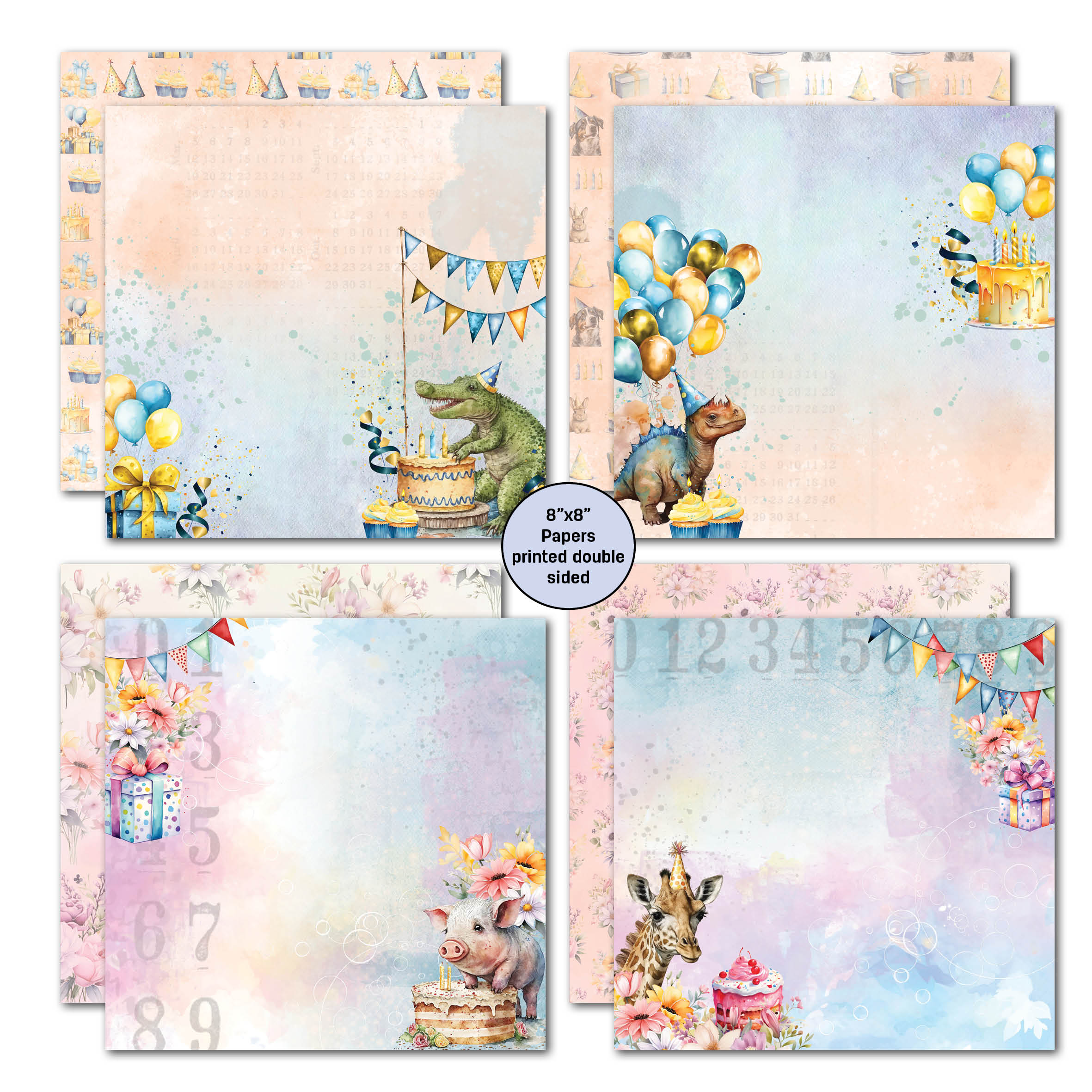 3Quarter Designs Birthday Wishes 8x8 Paper Pack