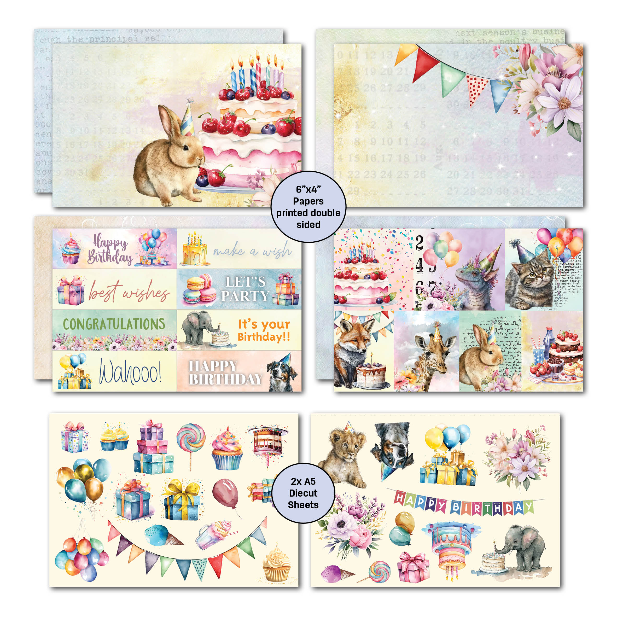 3Quarter Designs Birthday Wishes 6x4 Card Pack