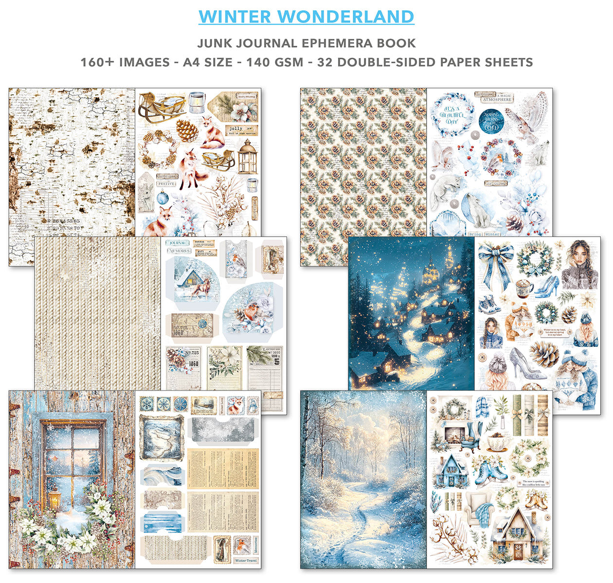 Winter Wonderland Junk Journal & Ephemera Book A4 32/Pkg