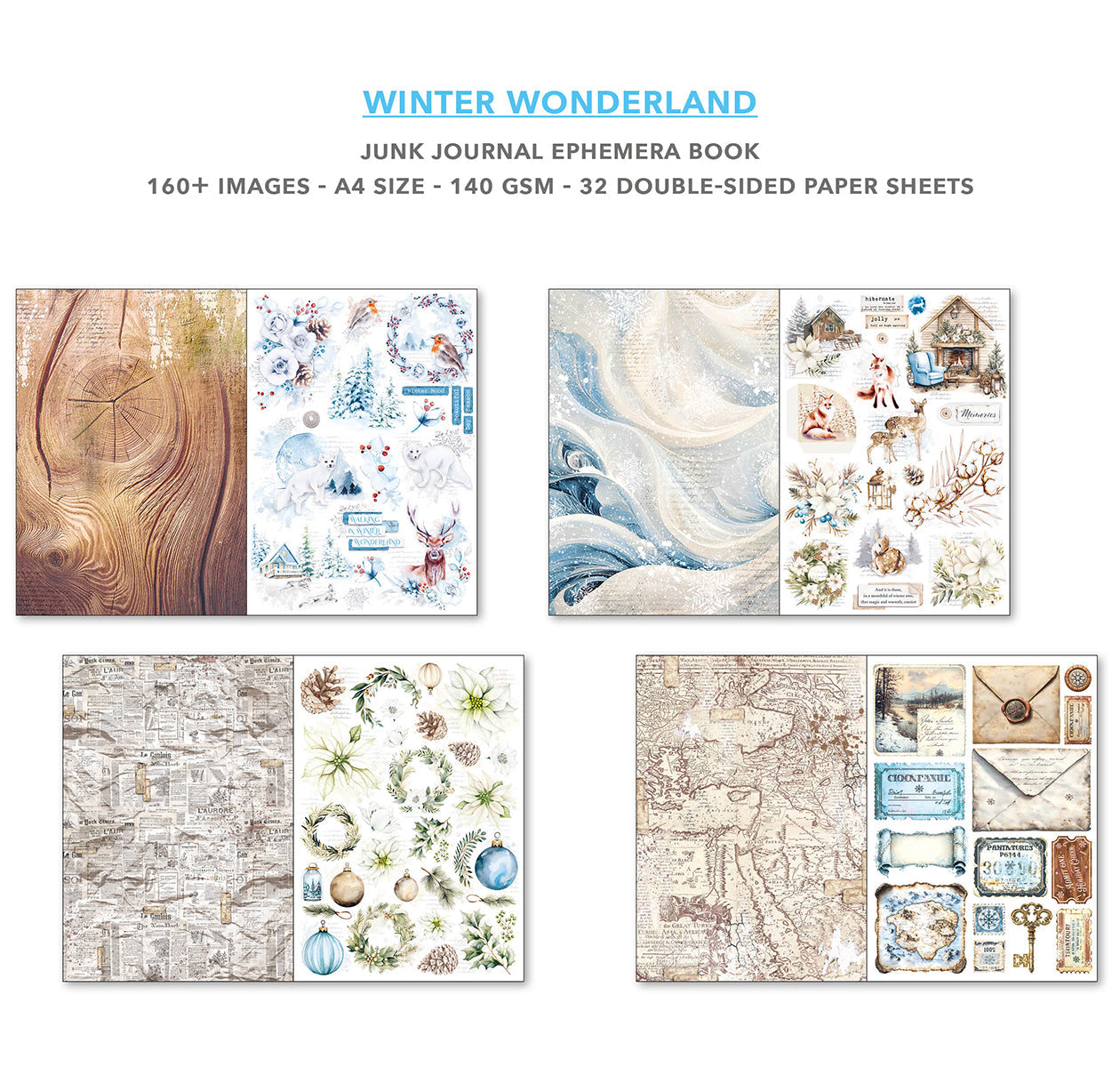 Winter Wonderland Junk Journal & Ephemera Book A4 32/Pkg