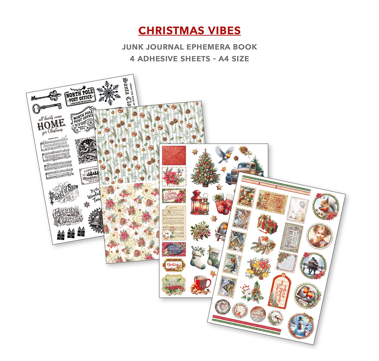 Christmas Vibes Junk Journal & Ephemera Book A4 32/pkg