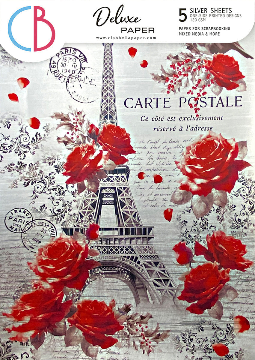 Deluxe Paris Je t’aime Paper Silver A4 5/Pkg