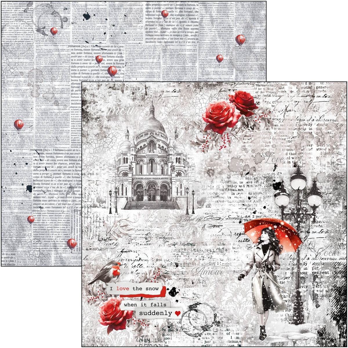 Paris Je t’aime Paper Pad 12"x12" 12/Pkg