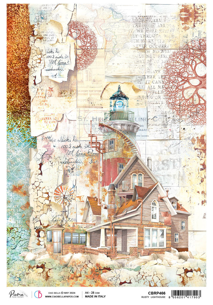 Rice Paper A4 Rusty Lighthouse - 5 Sheets