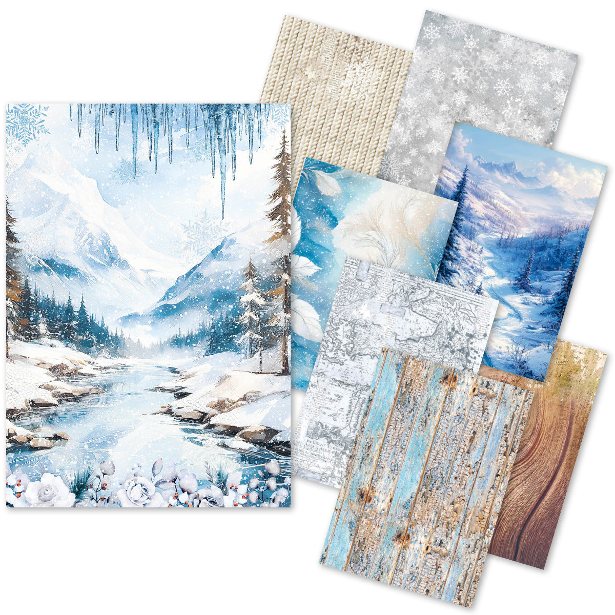 Rice Paper A5 Mixed 8/Pkg Winter Wonderland