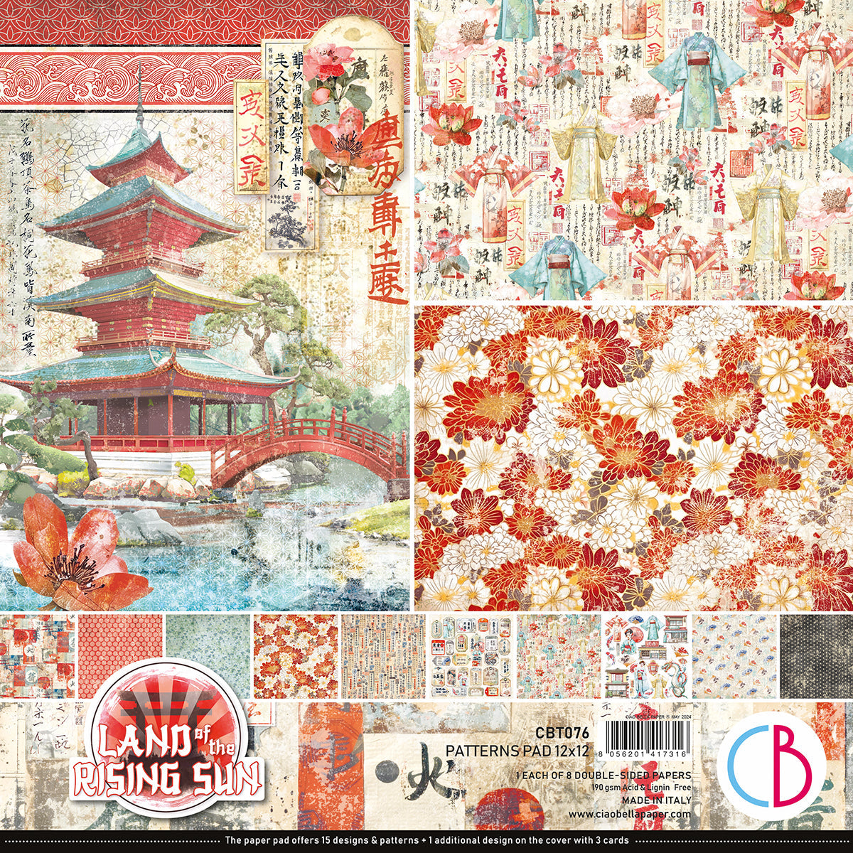 Land Of The Rising Sun Patterns Pad 12"x12" 8/Pkg