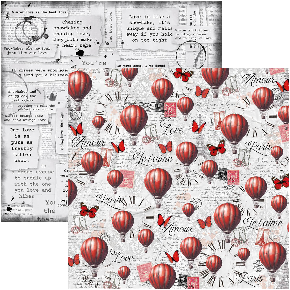 Paris Je t’aime Patterns Pad 12"x12" 8/Pkg