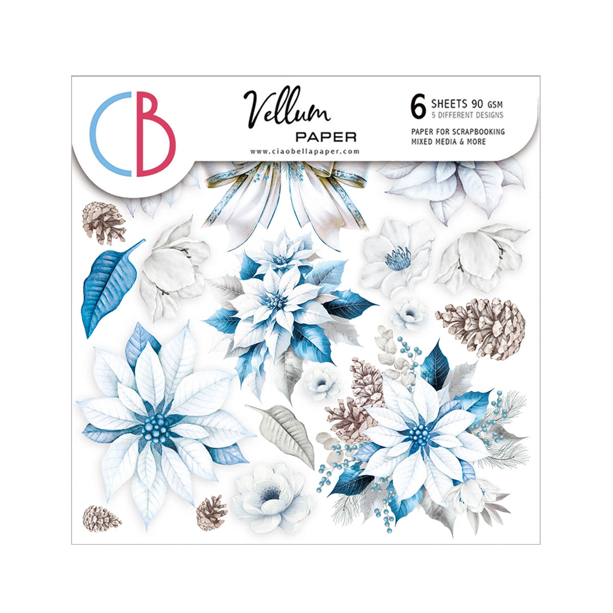 Vellum Elegance of Blue Fussy Cut 6"x6" 6/Pkg