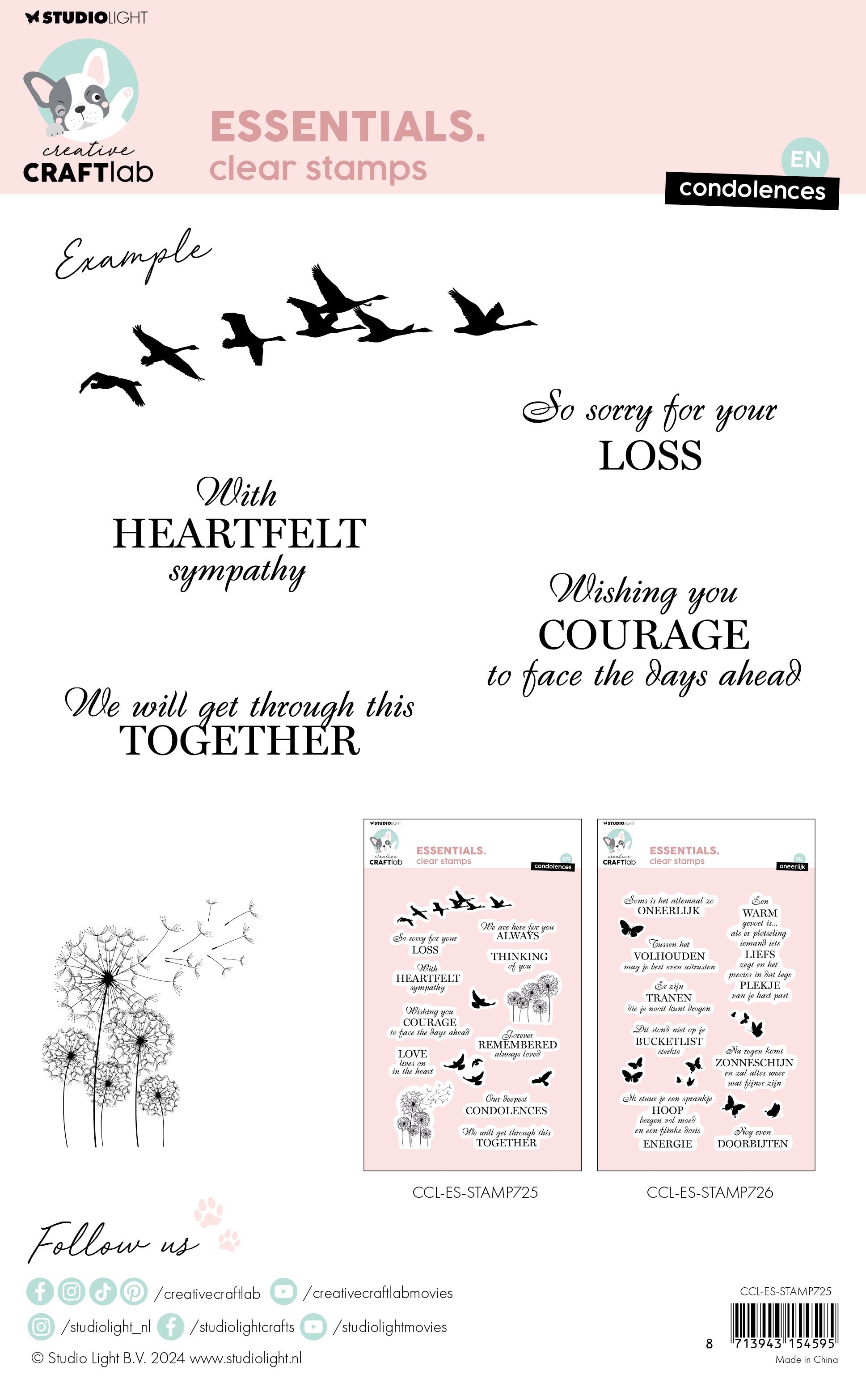 CCL Clear Stamp Condolences Essentials 15 PC