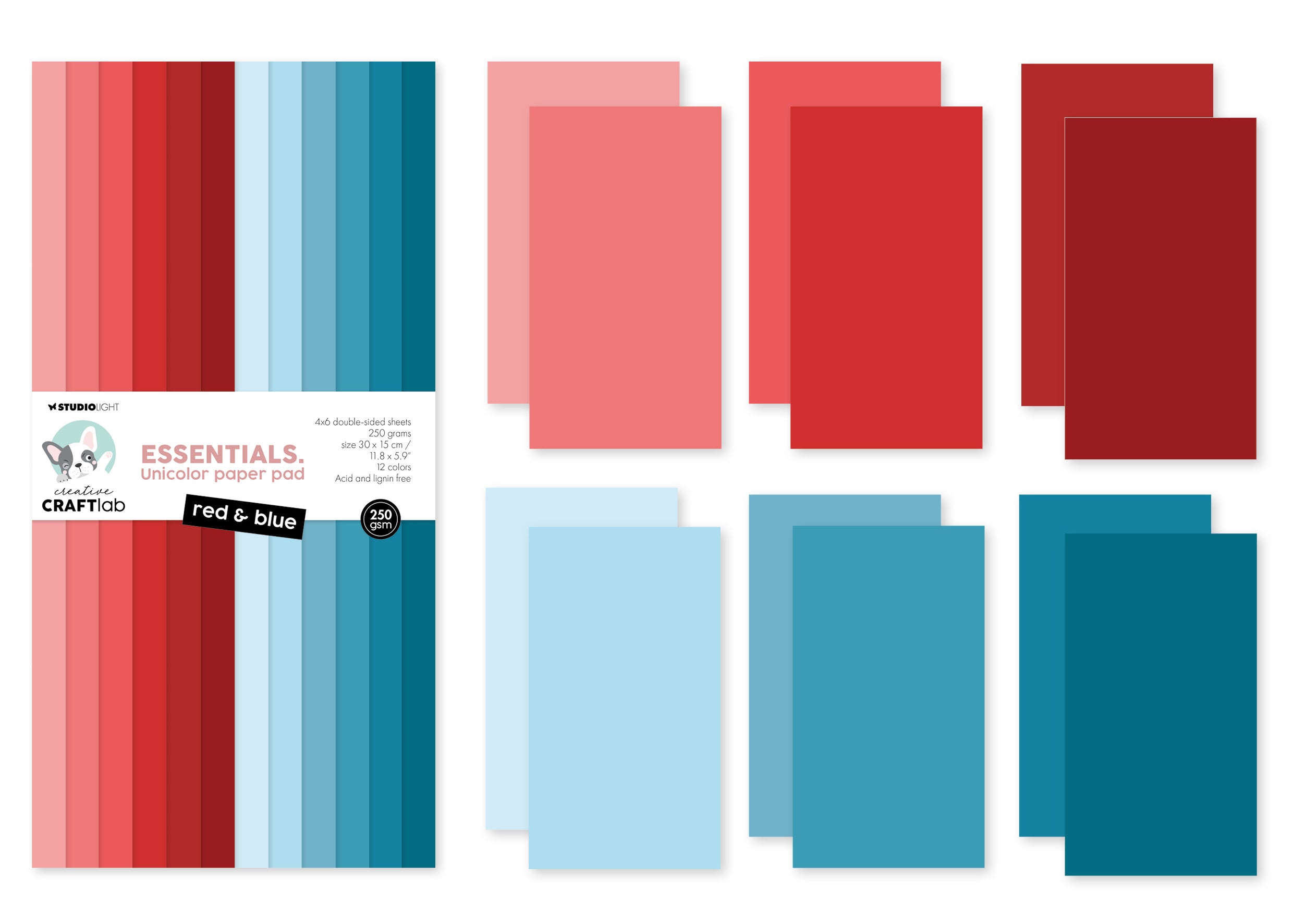 CCL Unicolor Paper Pad Red & Blue Essentials 24 SH