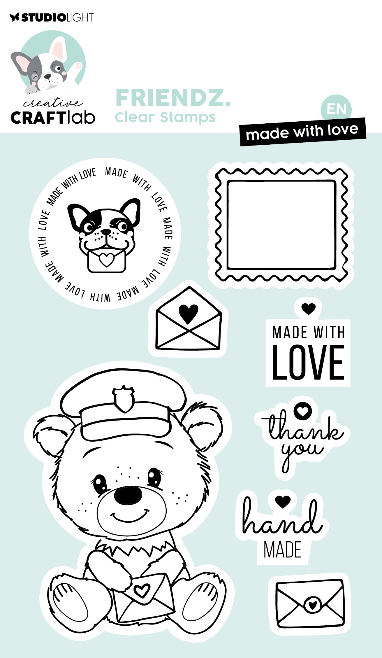 CCL Clear Stamp Made With Love Friendz 8 PC