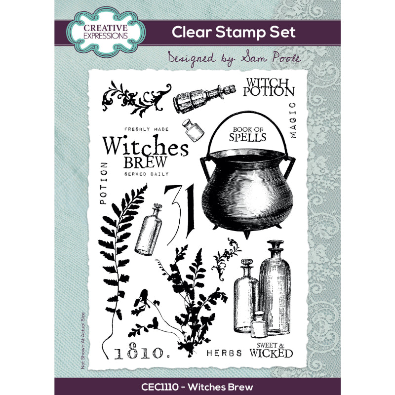 Creative Expressions Sam Poole Witches Brew 6 in x 8 in Clear Stamp Set