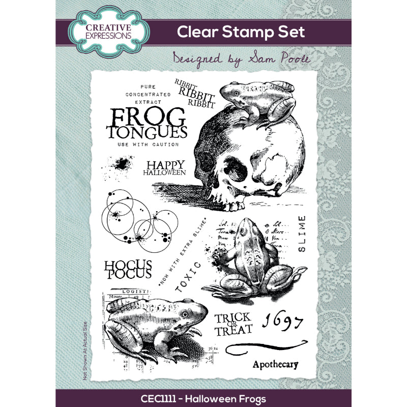 Creative Expressions Sam Poole Halloween Frogs 6 in x 8 in Clear Stamp Set