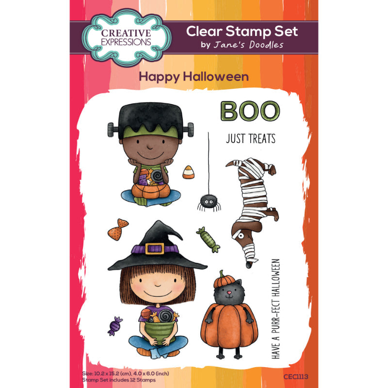 Creative Expressions Jane's Doodles Happy Halloween 4 in x 6 in  Clear Stamp Set
