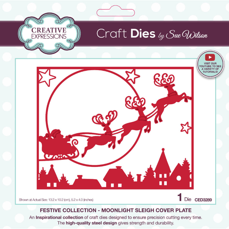 Creative Expressions Sue Wilson Festive Moonlight Sleigh Cover Plate Craft Die