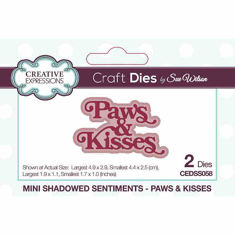 Creative Expressions Sue Wilson Mini Shadowed Sentiments Paws & Kisses Craft Die