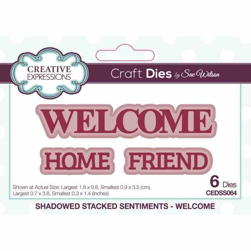 Creative Expressions Sue Wilson Welcome Shadowed Stacked Sentiment Craft Die