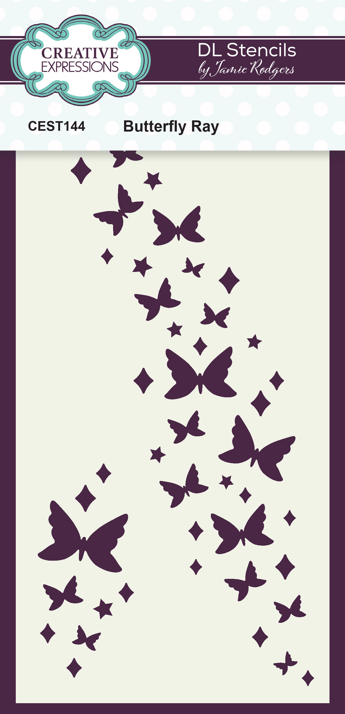 Creative Expressions Jamie Rodgers Butterfly Ray 4 in x 8 in Stencil