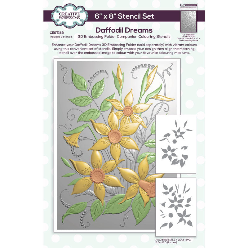 Creative Expressions Daffodil Dreams Companion Colouring Stencil 6 in x 8 in Set of 2