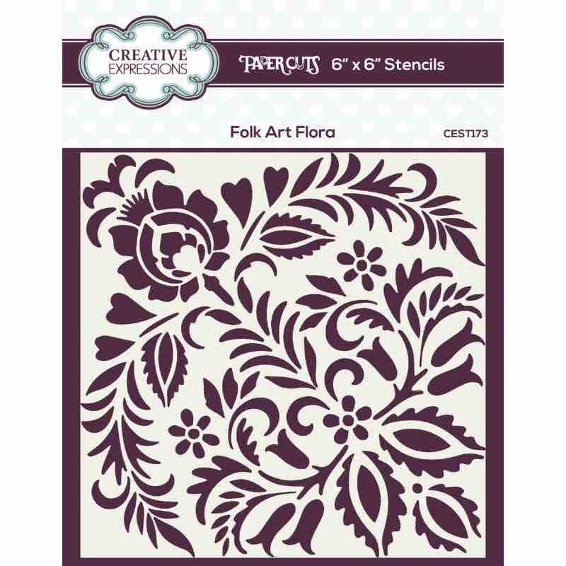 Creative Expressions Paper Cuts Folk Art Flora 6 in x 6 in Stencil