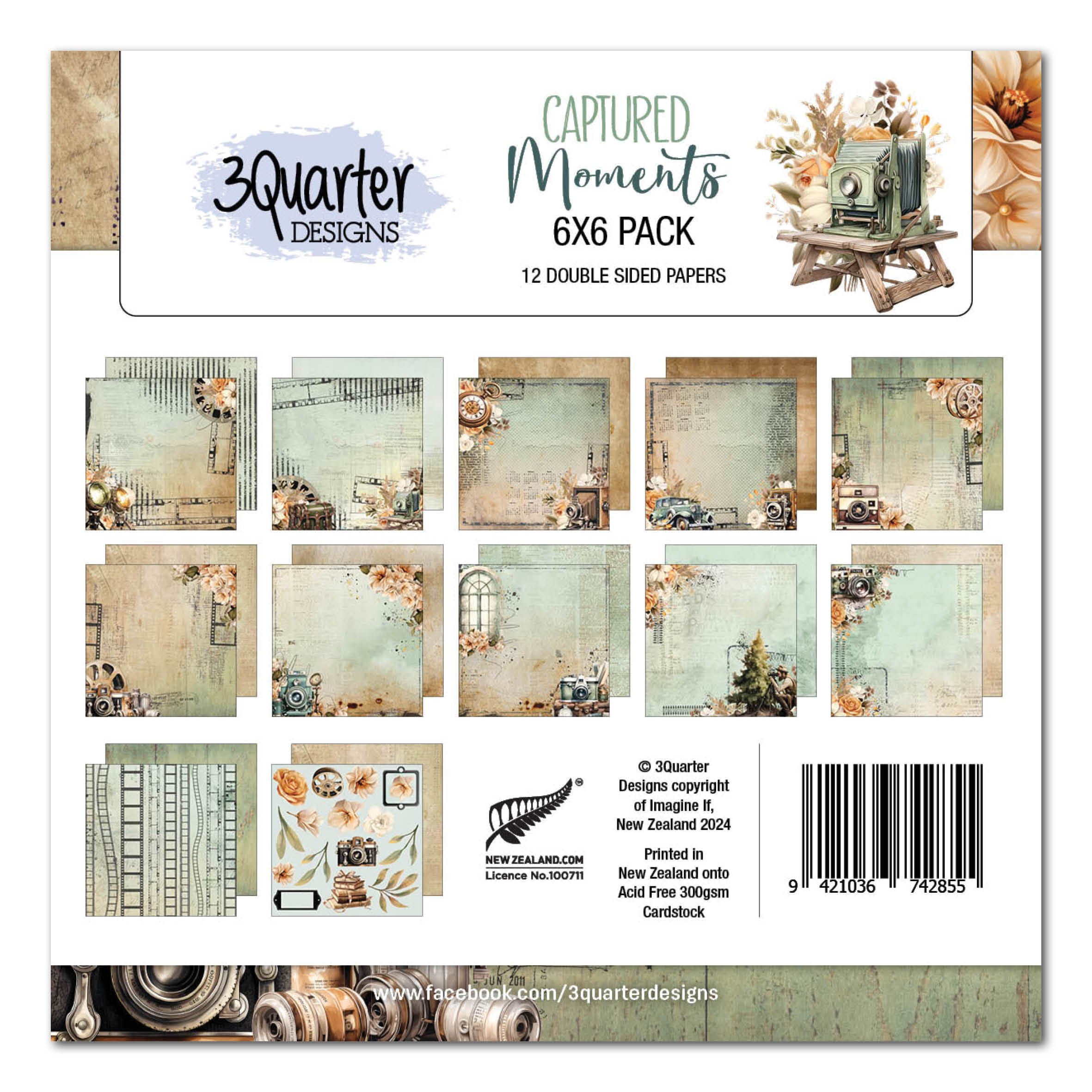 3Quarter Designs Captured Moments 6x6 Paper Pack