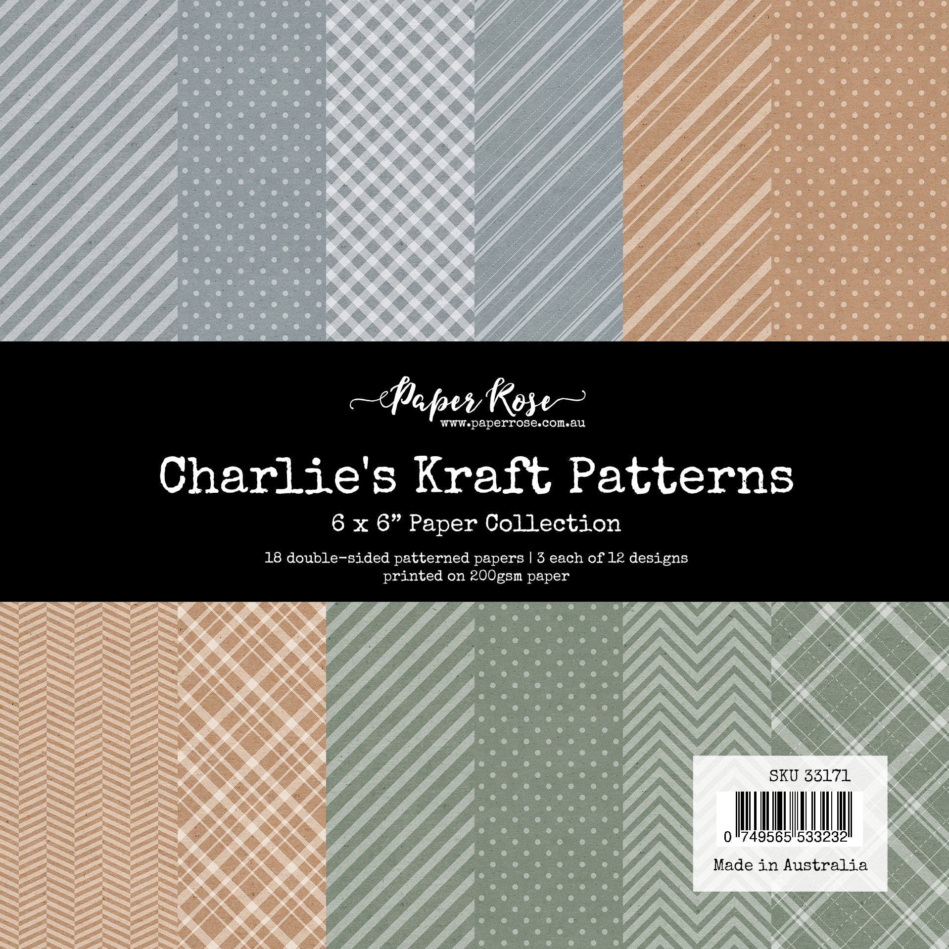 Charlie's Kraft Patterns 6x6 Paper Collection 33171