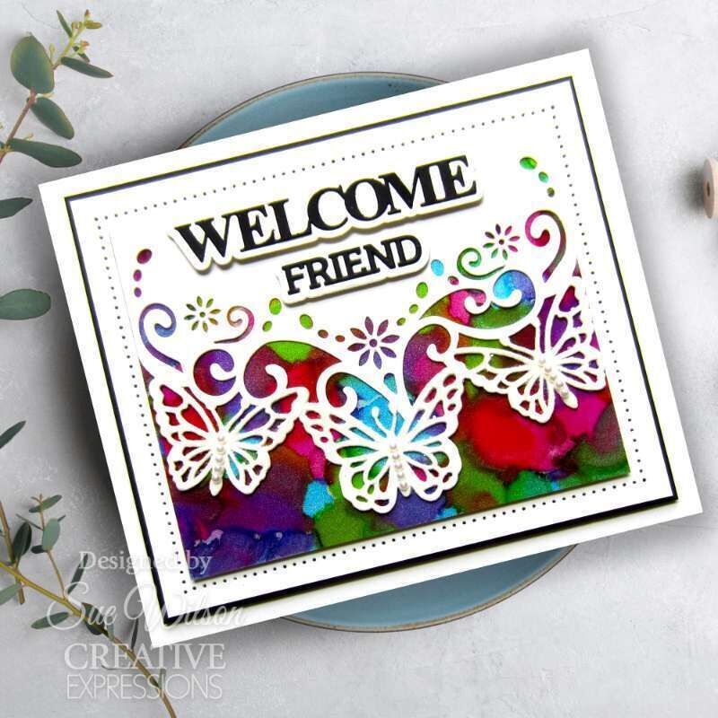 Creative Expressions Sue Wilson Welcome Shadowed Stacked Sentiment Craft Die