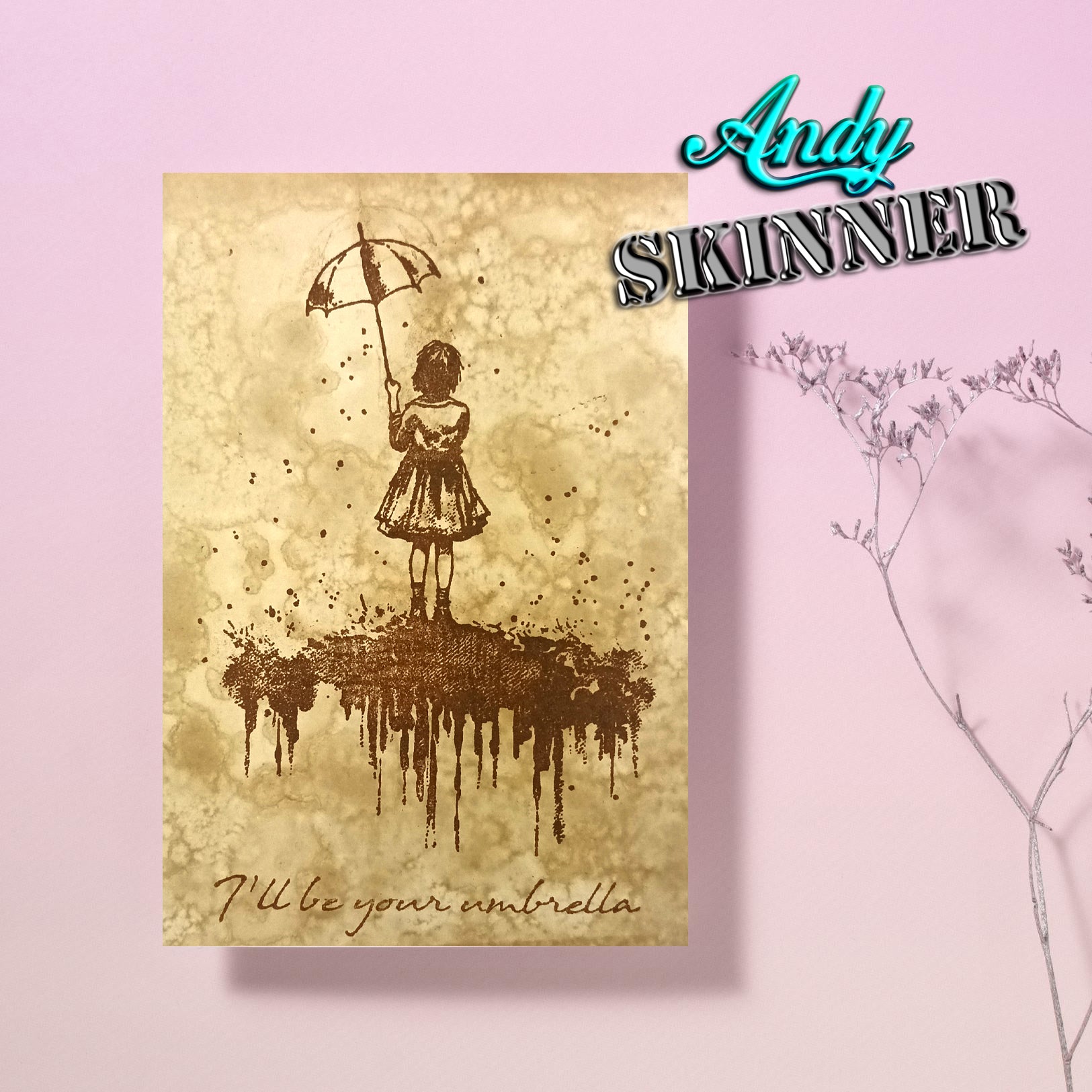 Creative Expressions Andy Skinner I'll Be Your Umbrella 3.5 in x 5.25 in Pre Cut Rubber Stamp