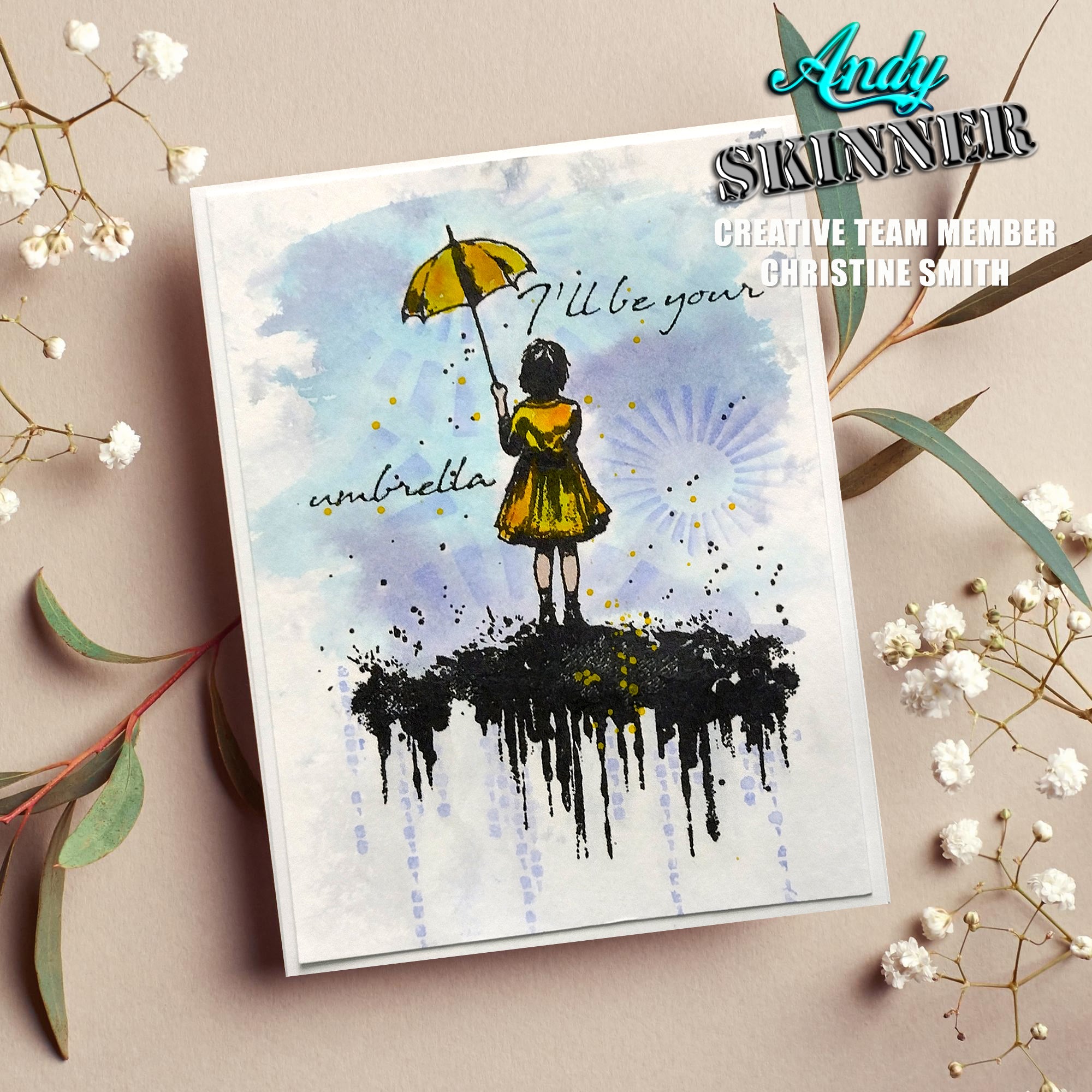 Creative Expressions Andy Skinner I'll Be Your Umbrella 3.5 in x 5.25 in Pre Cut Rubber Stamp