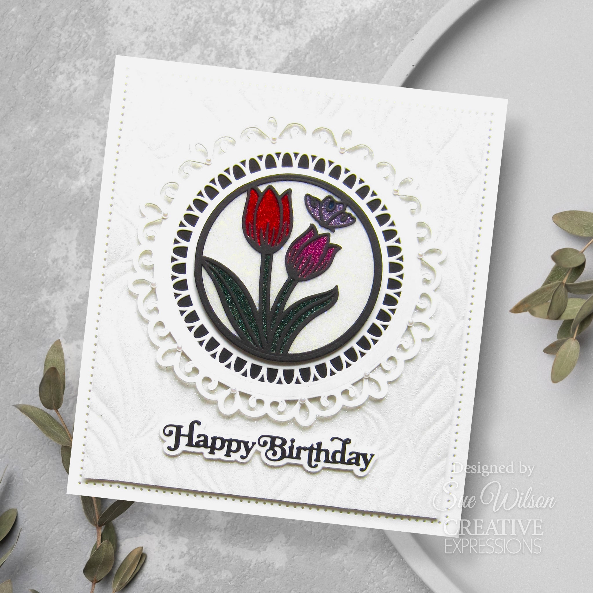 Creative Expressions Sue Wilson Mini Shadowed Sentiments Happy Birthday Craft Die