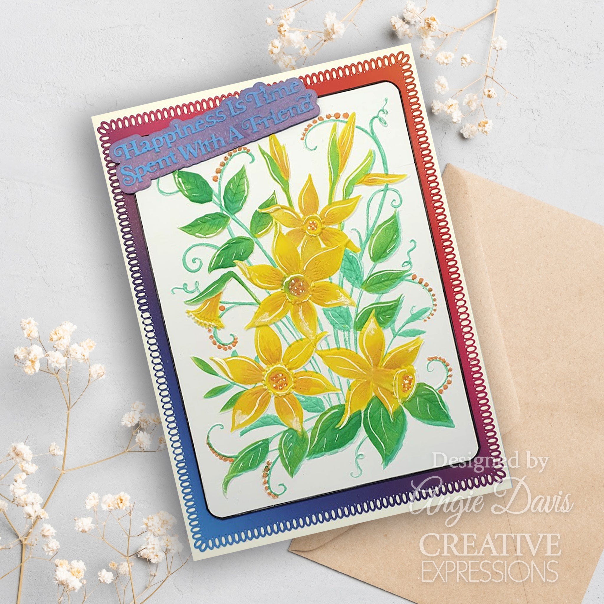 Creative Expressions Daffodil Dreams Companion Colouring Stencil 6 in x 8 in Set of 2